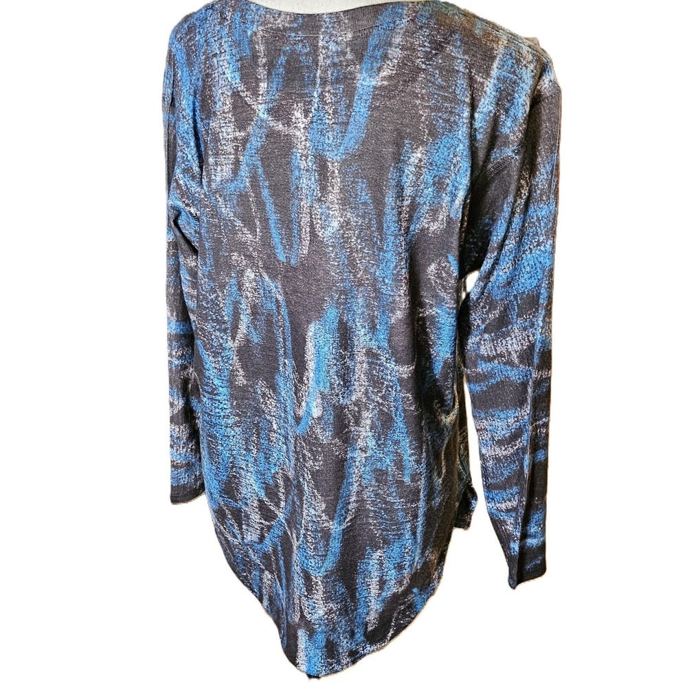 Nally & Millie Long Sleerve High/Low Top Blue/Black/White SZ XL 14-16